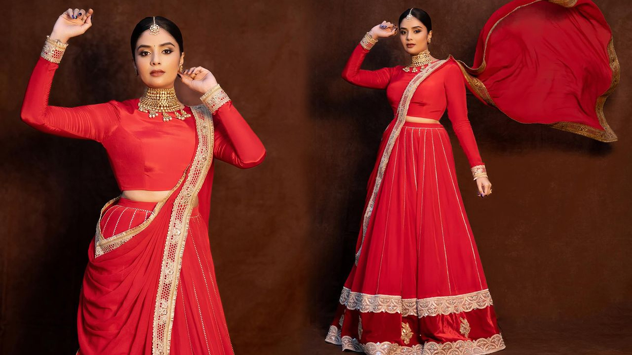 Sreemukhi: Eating rice or eating beauty... Sreemukhi's mind-blowing glamor in a red dress!  Latest photos are viral